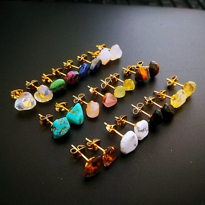 Colorful Bohemian Style Chip Earrings, Retro Minimalist